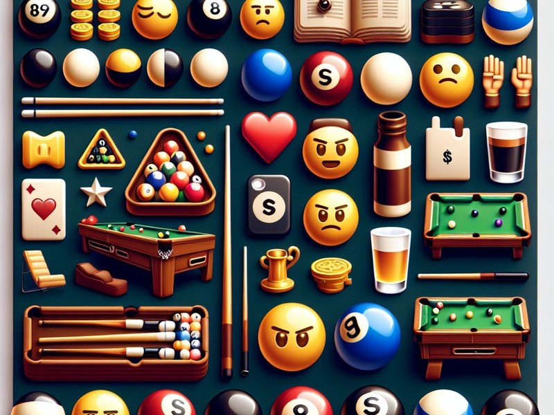Bilardo Odası, Bilardo 🎱🔵 Özel semboller Emoji Özel Karakter Koleksiyonu, Kopyalama