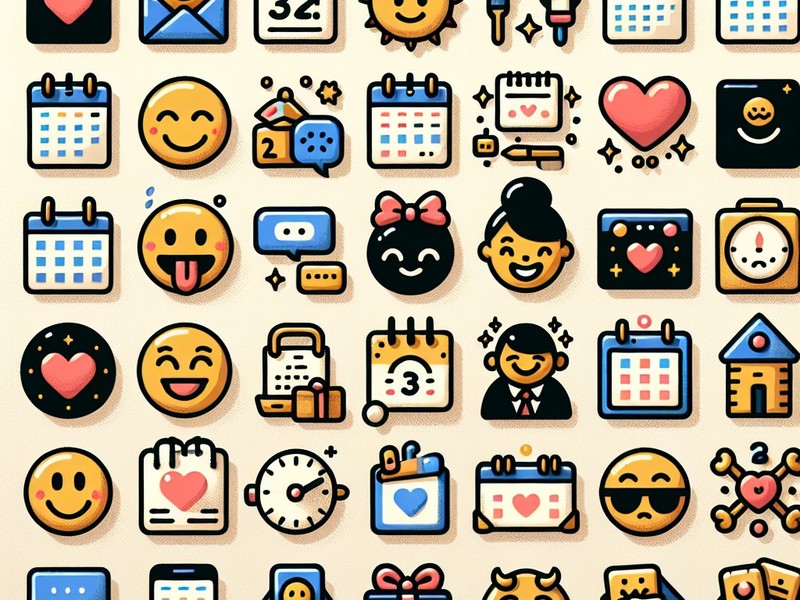 Calendrier 📅📆📆 Collection de caractères spéciaux d'émoticônes Emoji, Copier
